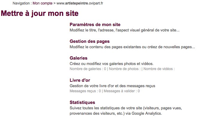 Mettre à jour son site Internet artiste peintre facilement avec Ovipart