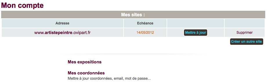 Création du site internet artiste peintre sur Ovipart